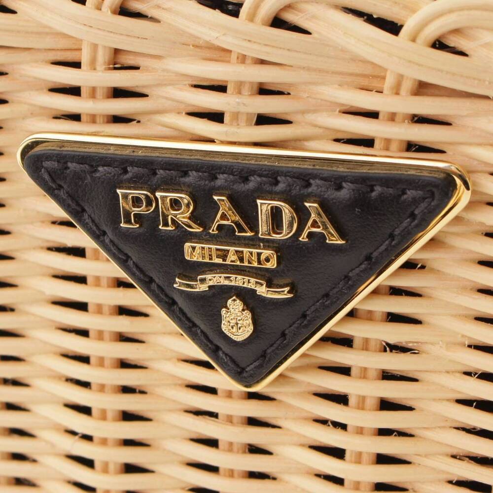 Prada Rattan Handbag Straw Tan Woven Bag Wicker Natural - Picture 6 of 9